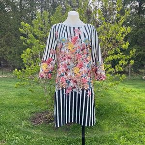 Isle Floral & Stripe Shift Dress